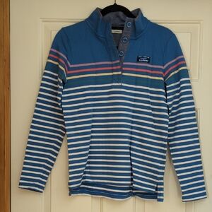 L.L. Bean Womens Striped Blue Long Sleeve Shirt